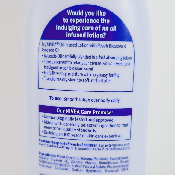 🔮3/$15 Nivea Oil Infused Body Lotion Peach Blossom and Avocado Oil - Picture 3 of 8